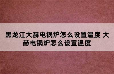 黑龙江大赫电锅炉怎么设置温度 大赫电锅炉怎么设置温度